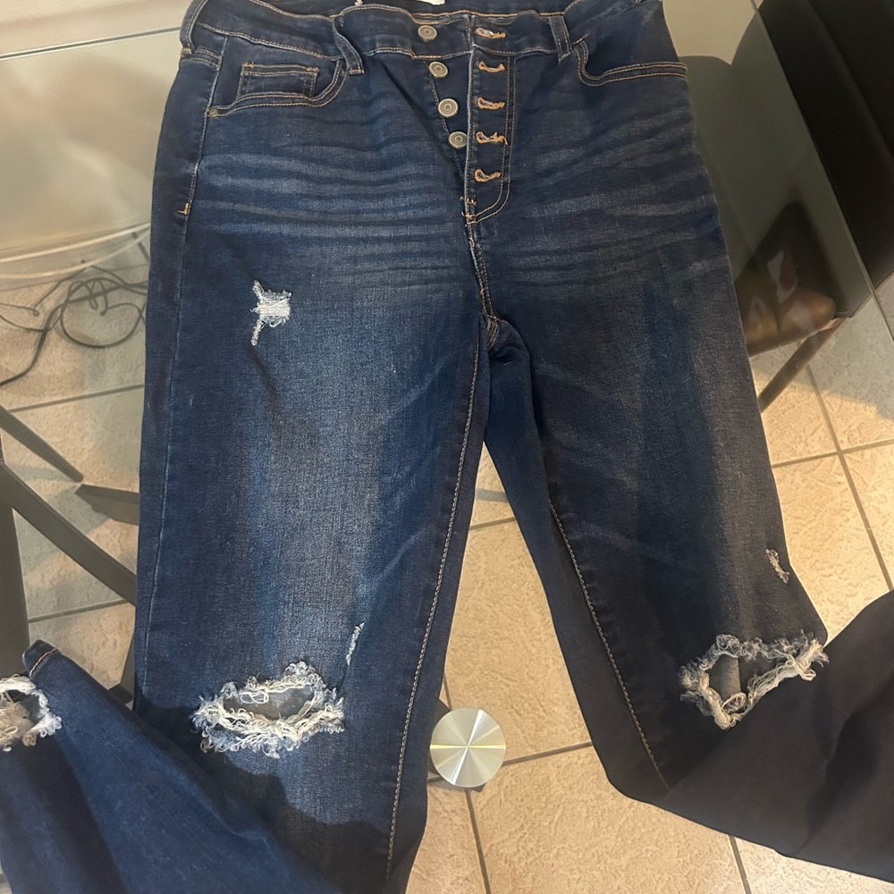 Distressed Blue Jeans